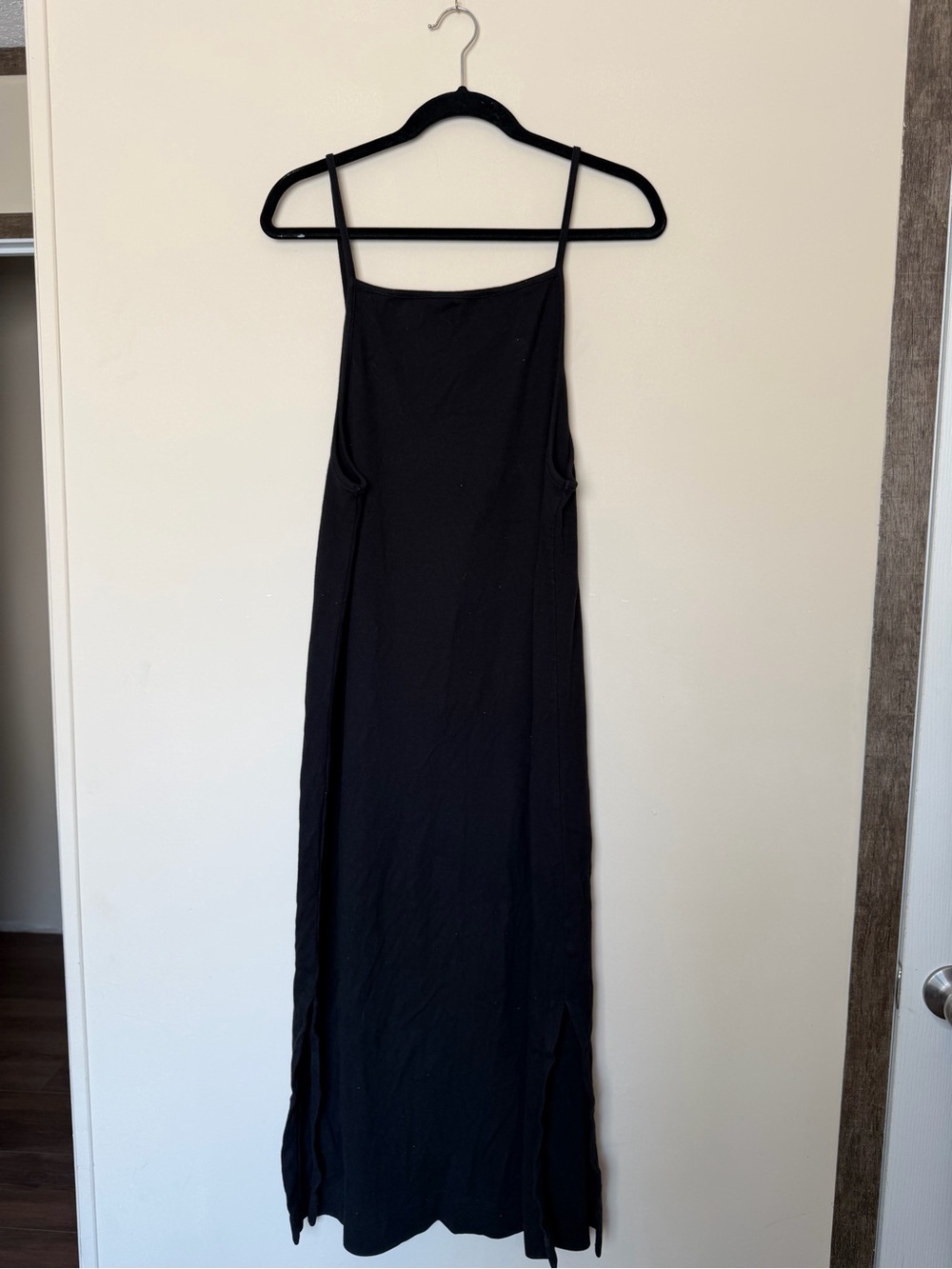 Ralph Lauren Black Slip Cotton Maxi Dress with Thin Straps